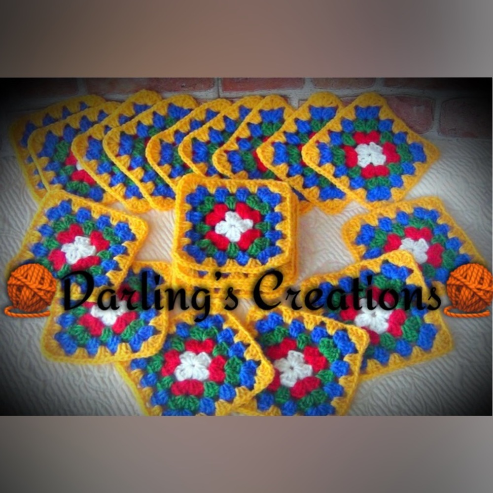 Granny Squares Crocheted Trimmed Handmade 24pcs